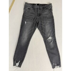 Kut from the Kloth Womens 12P Jeans Charcoal Washed Black Distressed Skinny